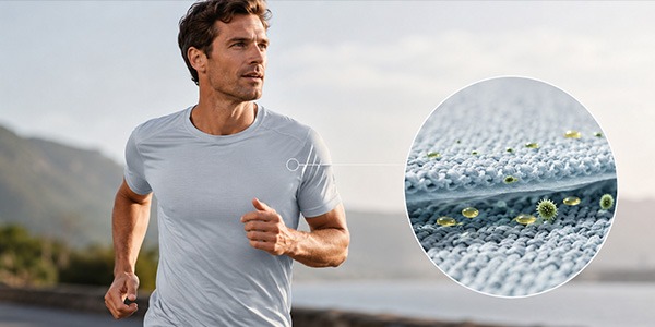Odor Control Technology for Performance T-Shirts Moisture wicking performance t-shirt with odor control technology for sports and active wear