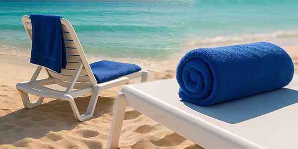 Blue beach towels perfect for bulk orders from BrandName, SKU12345. Ideal for resorts, corporate retreats, and summer giveaways.