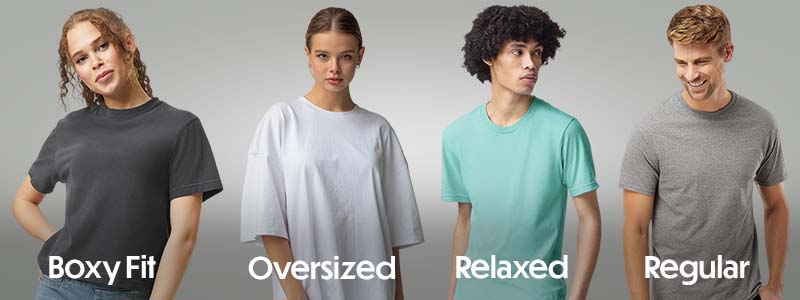 oxy Fit, Oversized, Relaxed, and Regular T-Shirts in Various Fits for Men and Women