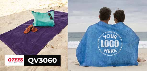 QV3060 QTEES Custom Beach Towels with Personalized Logo Option