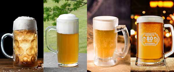 glass meer mugs with chilled beer