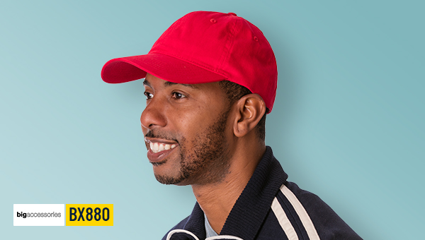 Big Accessories BX880 red baseball cap adjustable casual hat worn by man