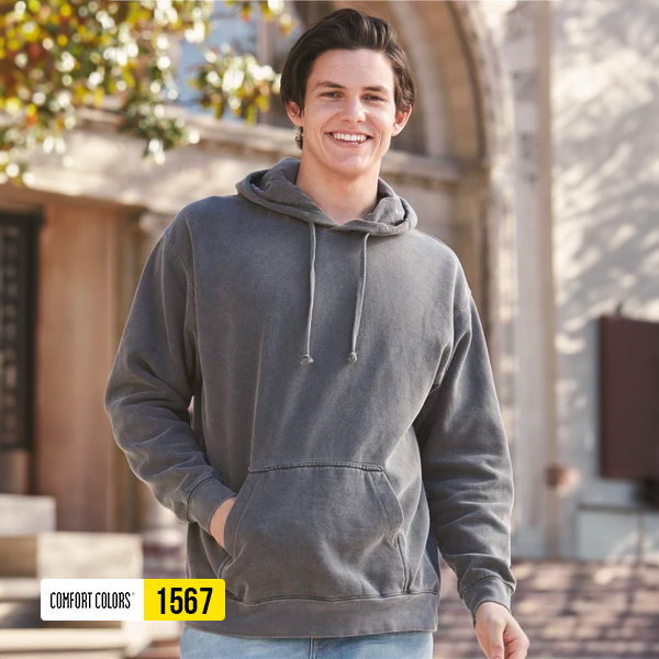 Comfort Colors 1567 grey garment dyed hoodie soft casual pullover sweatshirt  Title: