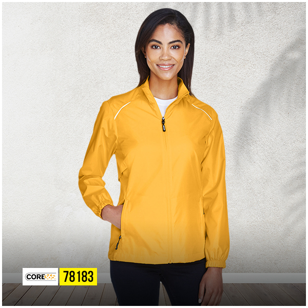 Core 365 78183 ladies yellow lightweight windbreaker jacket water resistant outerwear Core 365 78183 Ladies Windbreaker Jacket – Yellow Lightweight Outerwear