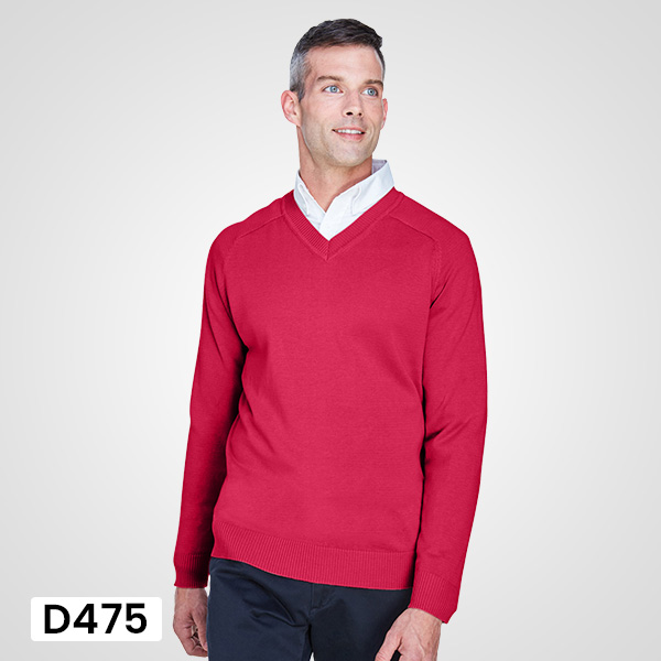 Devon Jones D475 red V neck sweater lightweight corporate uniform apparel