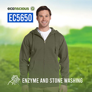 eConscious EC5650 Enzyme and Stone Washed Hoodie eConscious EC5650 enzyme and stone washed hoodie in eco-friendly materials, ideal for a relaxed and comfortable fit.