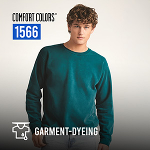 Comfort Colors 1566 Garment Dyed Sweatshirt omfort Colors 1566 garment-dyed sweatshirt in a vibrant shade, offering a soft and worn-in feel.