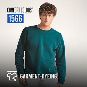 Comfort Colors 1566 Garment Dyed Sweatshirt omfort Colors 1566 garment-dyed sweatshirt in a vibrant shade, offering a soft and worn-in feel.