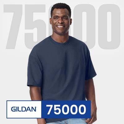 Gildan 75000 t-shirt in navy color, with a classic relaxed fit