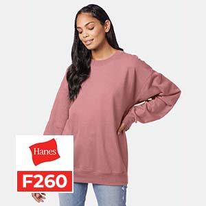 Hanes F260 Women's Pink Sweatshirt – Soft Cotton, Relaxed Fit for Everyday Wear