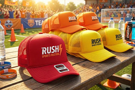 Hats for sports tournaments and high-energy festivals
