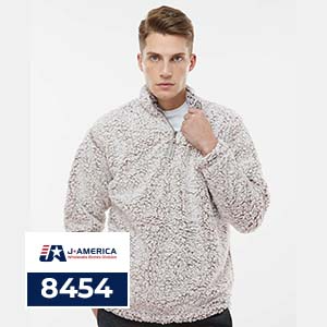 J-America 8454 Men's Fuzzy Quarter Zip Sweater in Soft Plush Fabric - Ideal for Customization