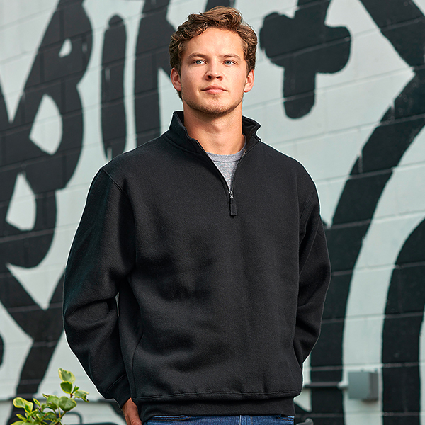 J America JA8634 heavyweight fleece quarter zip sweatshirt warm durable pullover for teams and workwear  Title: