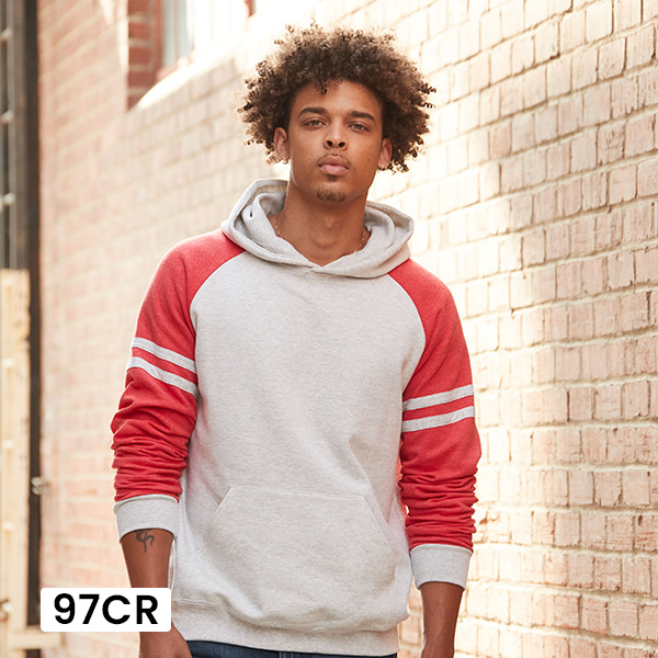 Shop Jerzees 97CR raglan hoodies for bulk orders and custom apparel printing