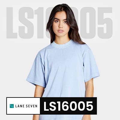  Lane Seven LS16005 t-shirt in light blue color, featuring a relaxed fit