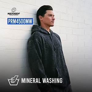 Independent PRM4500MW Mineral Washed Hoodie ndependent PRM4500MW mineral washed hoodie featuring a relaxed fit and high-quality fabric for a vintage look.