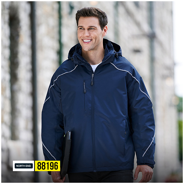 North End 88196 navy insulated jacket water resistant outdoor corporate outerwear