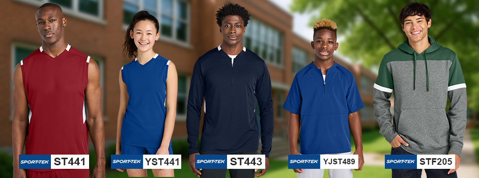 SportTek Back-to-School Gear for Teachers featuring ST441, YST441, ST443, YJST489, STF205