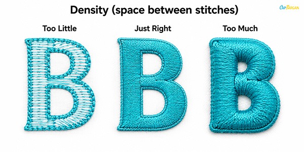Stitch density of hat embroidery