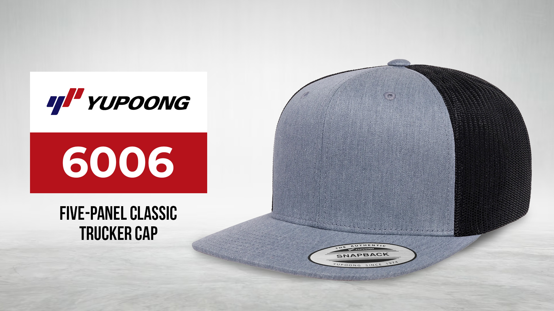 Snap-on Patch Yupoong Classic 6006 Trucker Hat – 5-Panel Snapback, Black, Unisex