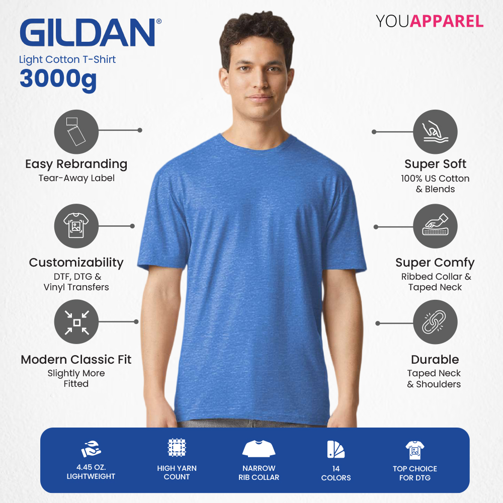 Gildan 3000G Light Cotton Shirts