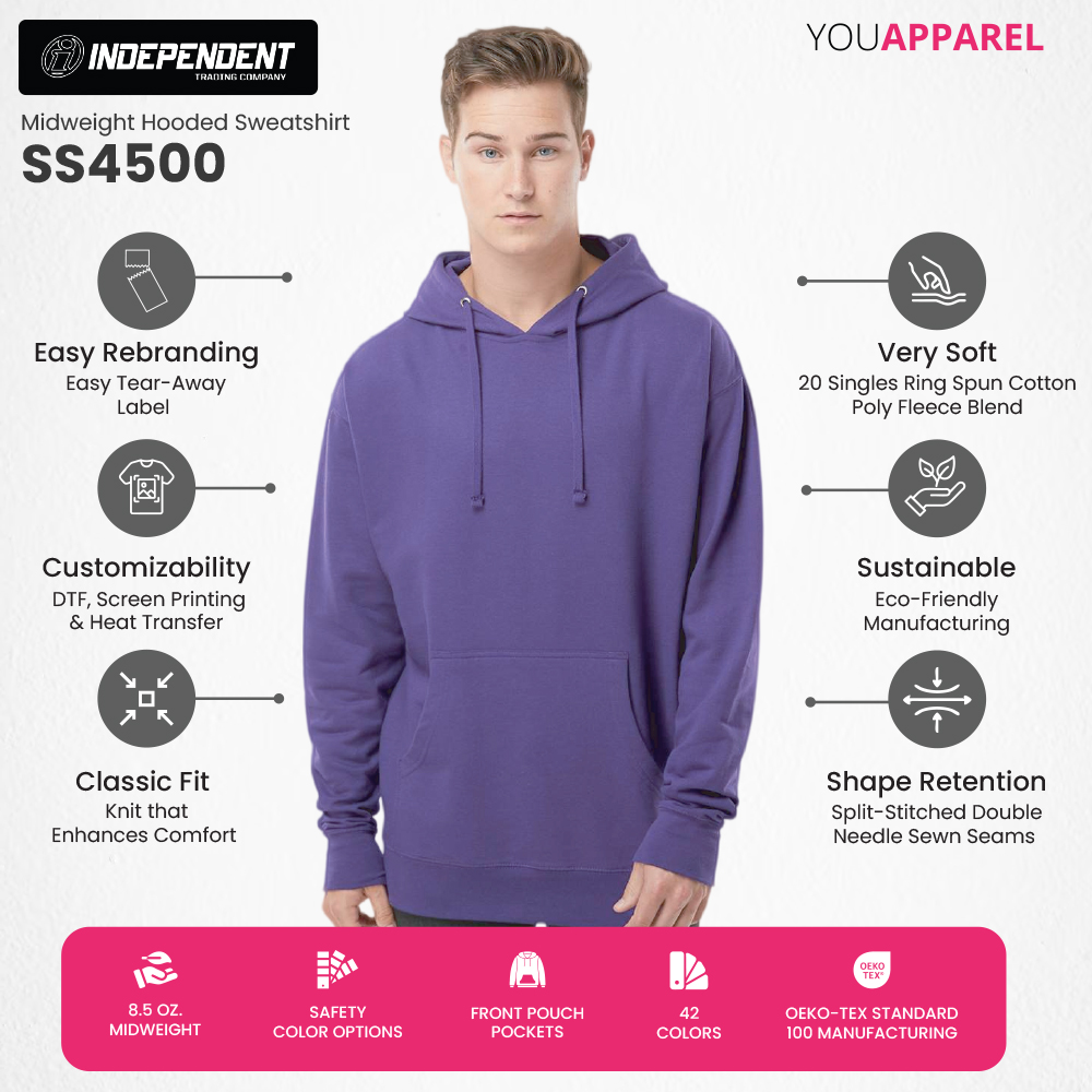  Independent Trading Co. SS4500 Midweight Hooded Sweatshirt