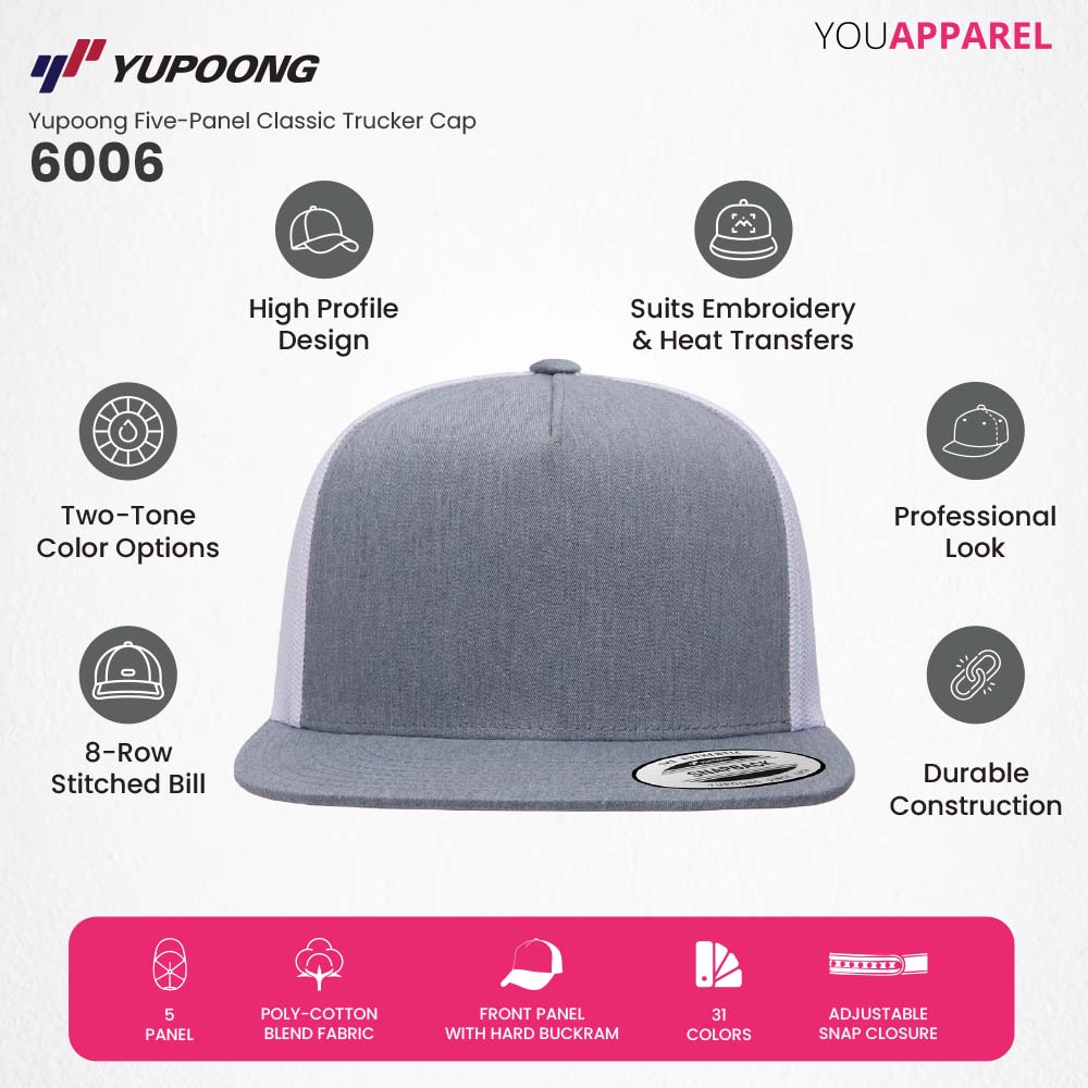 Yupoong Five Panel Classic Trucker Cap 6006