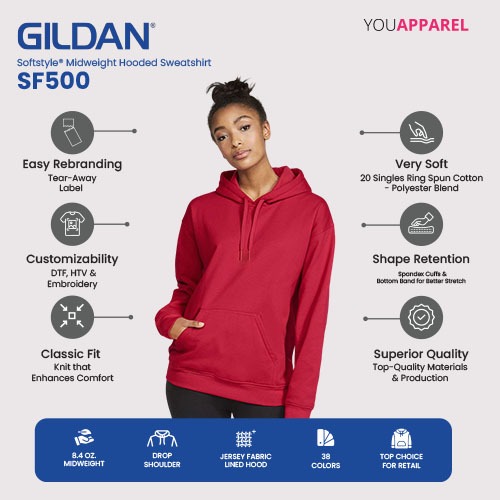 Gildan Midweight Hooded Sweatshirt SF500