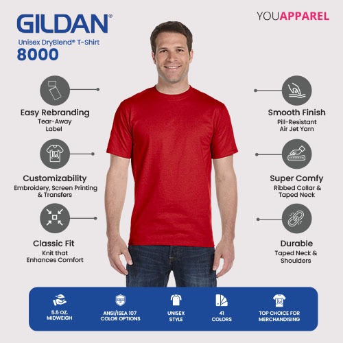 Gildan 8000 Ultra Cotton® DryBlend® T-Shirt 