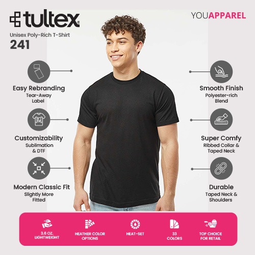 Tultex 241 Unisex Poly-Rich T-Shirt Features