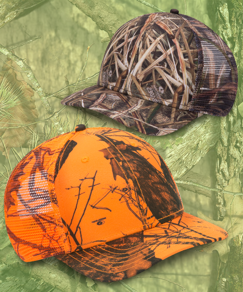 OTTO CAP Mossy Oak Camouflage Superior Polyester Twill 6 Panel Low Profile Mesh Back Trucker Hat