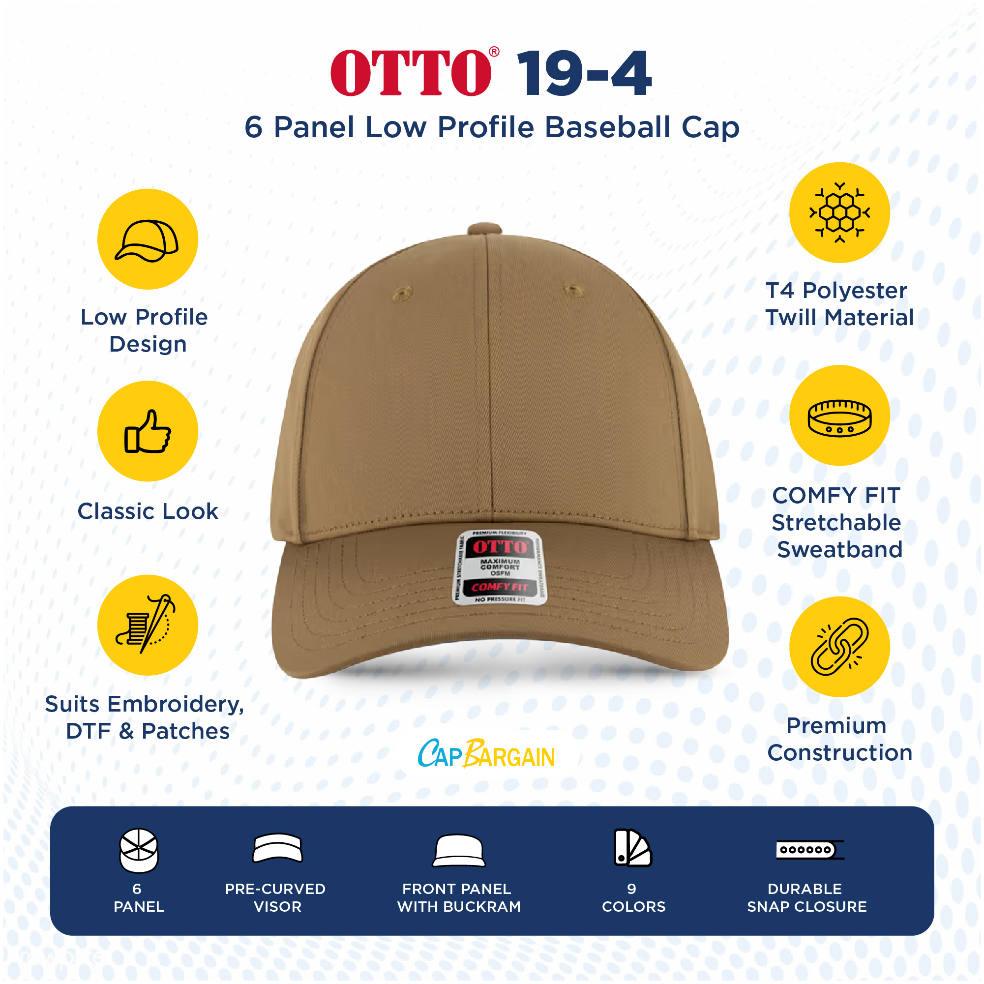 Buy Bulk OTTO CAP 19-4 | Wholesale OTTO CAP 19-4 Low/Mid Profile Baseball Caps