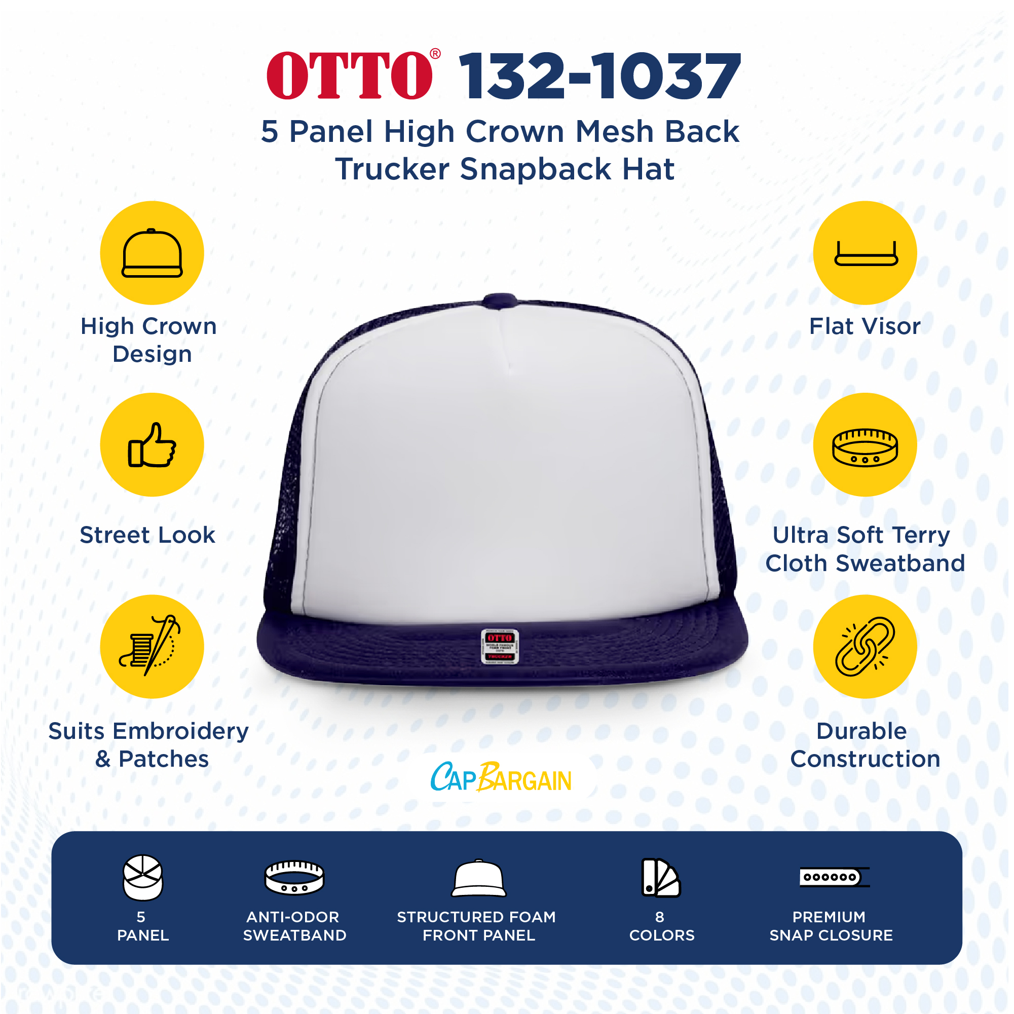 Buy Bulk OTTO CAP 132-1037 | Wholesale OTTO CAP 132-1037 High Profile Flat Visors