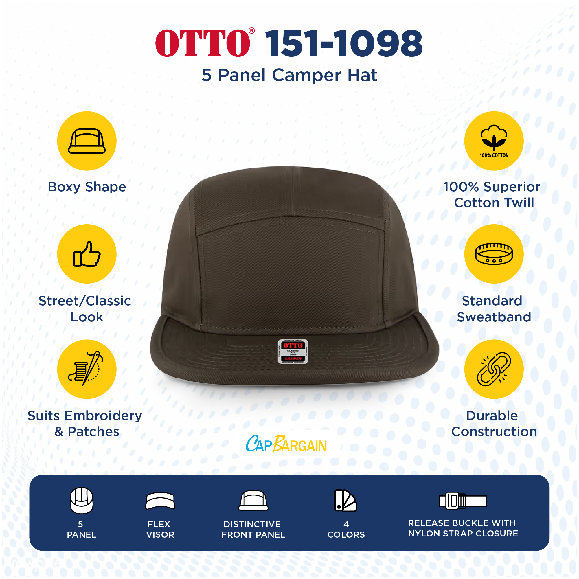 Buy Bulk OTTO CAP 151-1098 | Wholesale OTTO CAP 151-1098 Low/Mid Profile Flat Visors