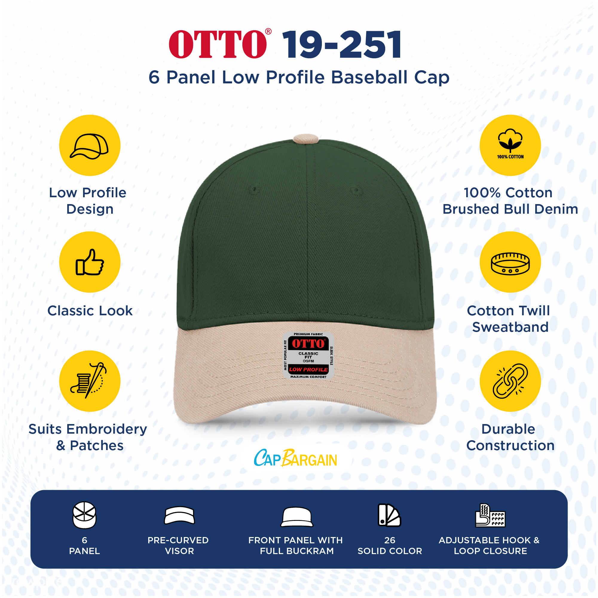 Buy Bulk OTTO CAP 19-251 | Wholesale OTTO CAP 19-251 Low/Mid Profile 6 Panel Cap