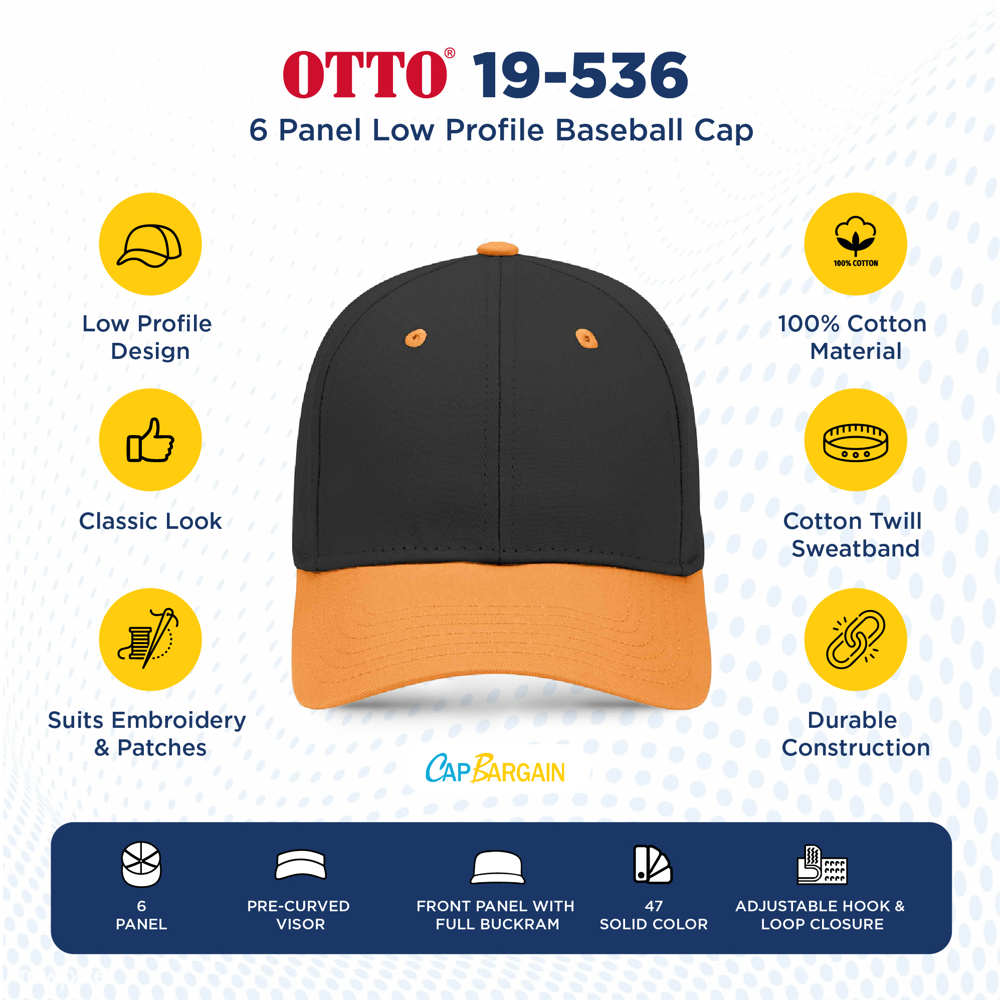 Buy Bulk OTTO CAP 19-536 | Wholesale OTTO CAP 19-536 Low/Mid Profile 6 Panel Cap