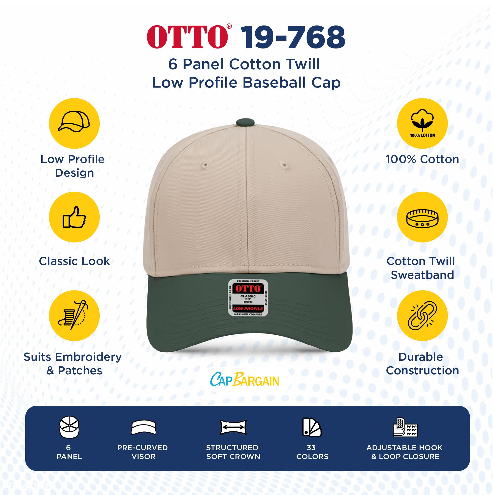 Buy Bulk OTTO CAP 19-768 | Wholesale OTTO CAP 19-768 Low/Mid Profile 6 Panel Cap