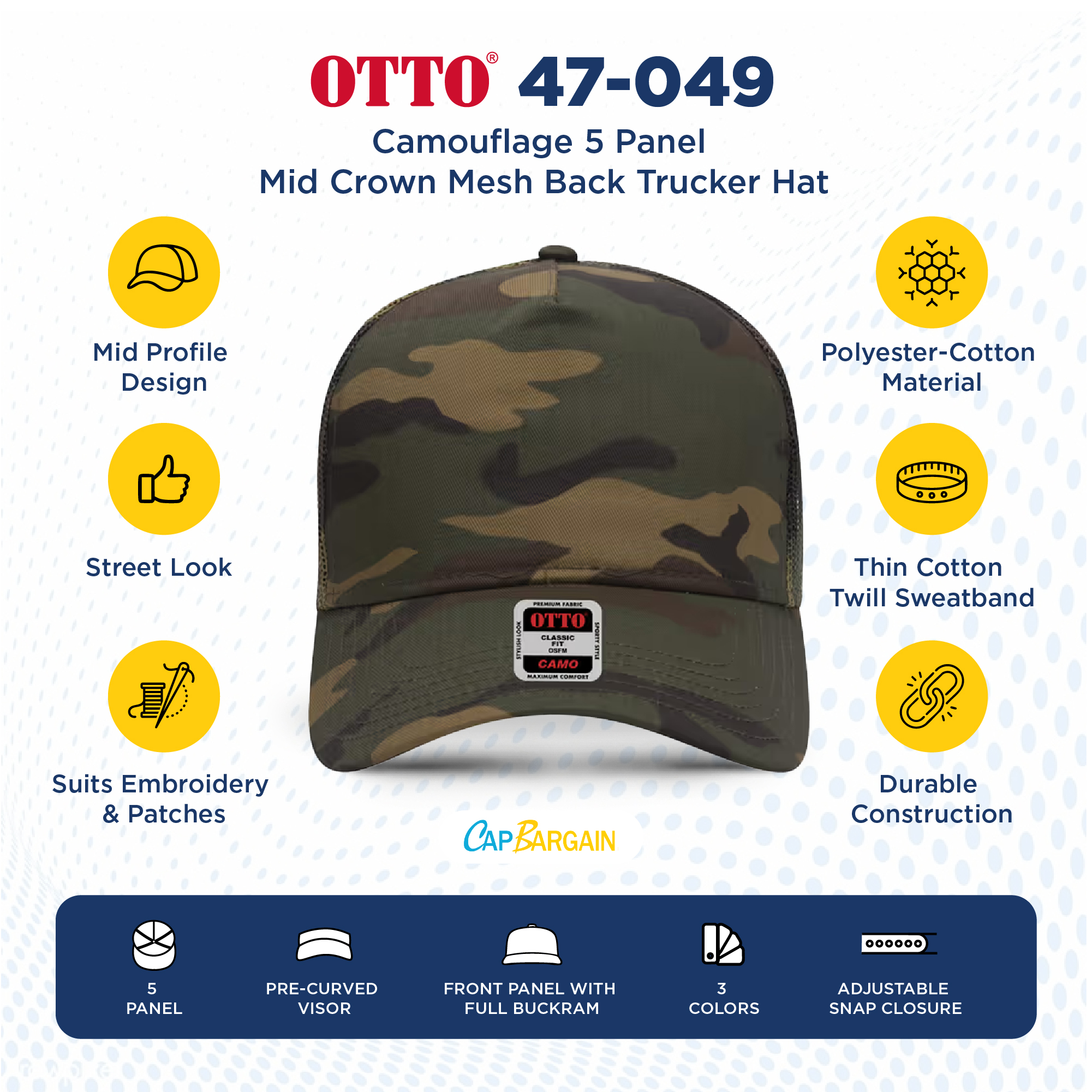 Buy Bulk OTTO CAP 47-049 | Wholesale OTTO CAP 47-049 Low/Mid Profile Snapback Hats