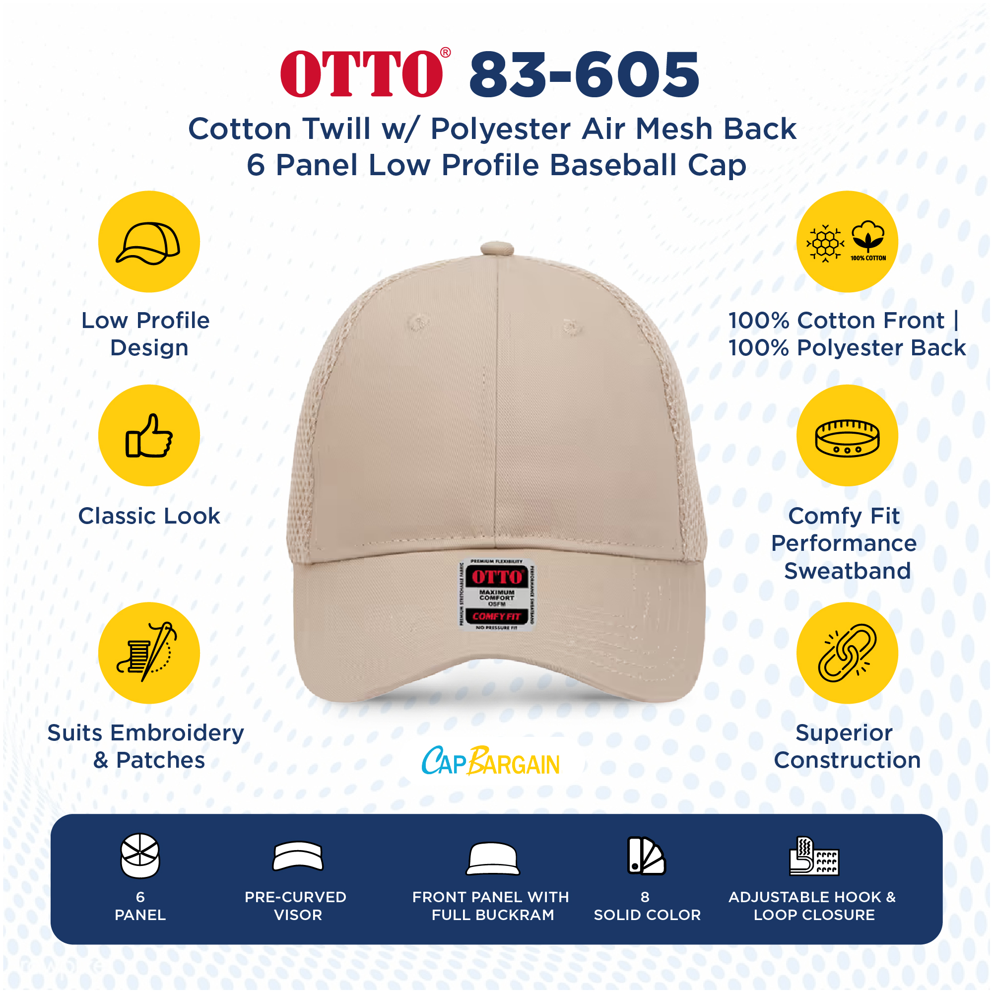 Buy Bulk OTTO CAP 83-605 | Wholesale OTTO CAP 83-605 Low/Mid Profile OTTO Comfy Fit