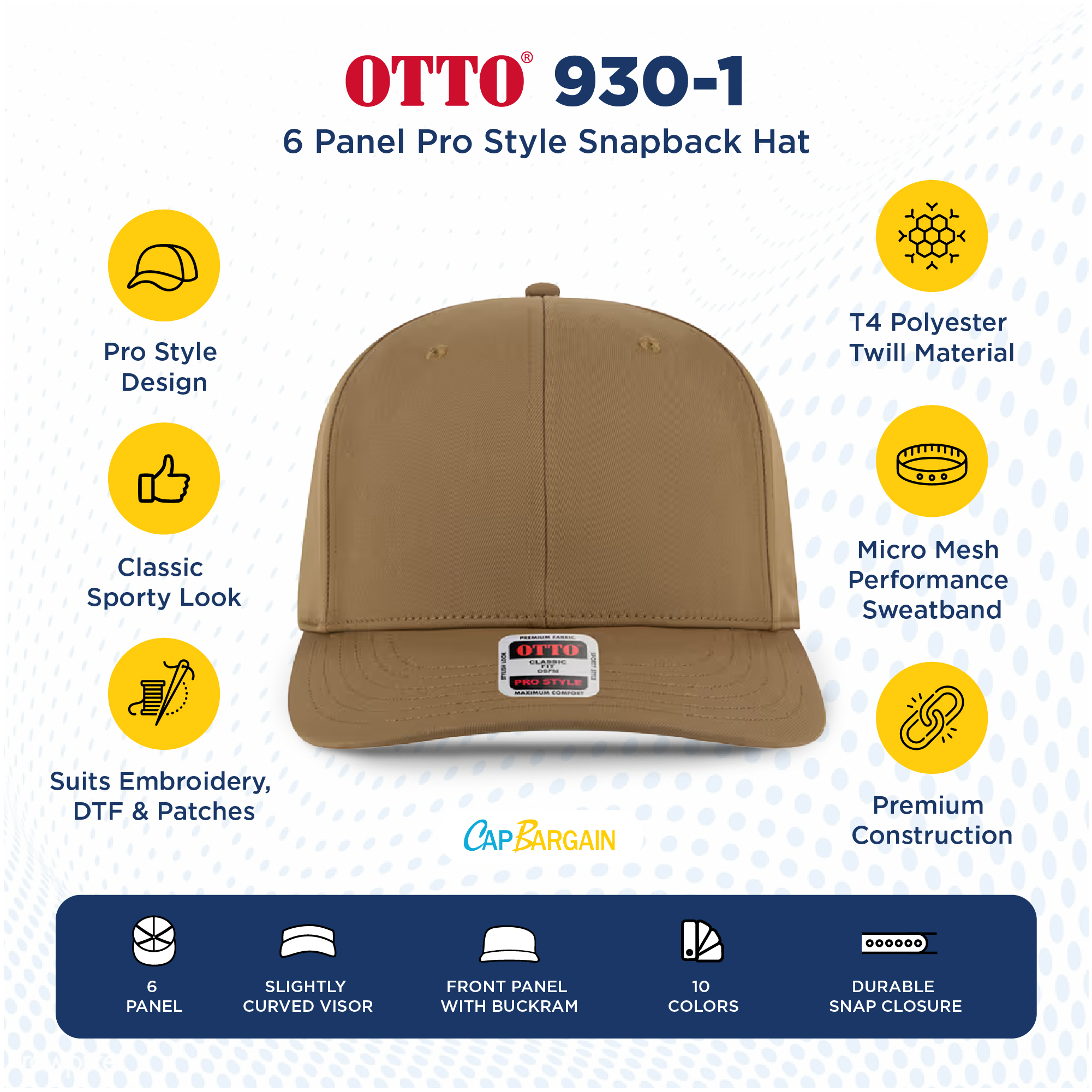 Buy Bulk OTTO CAP 930-1 | Wholesale OTTO CAP 930-1 Low/Mid Profile Snapback Hats