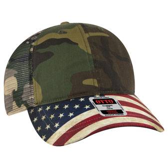 121-1281 American Flag Visor Garment Washed Superior Soft Mesh Back Cotton Twill Cap