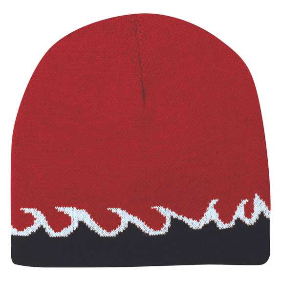 91-628 Flame Design Acrylic Knit 8" Reversible Beanie 91-628 Flame Design Acrylic Knit 8" Reversible Beanie