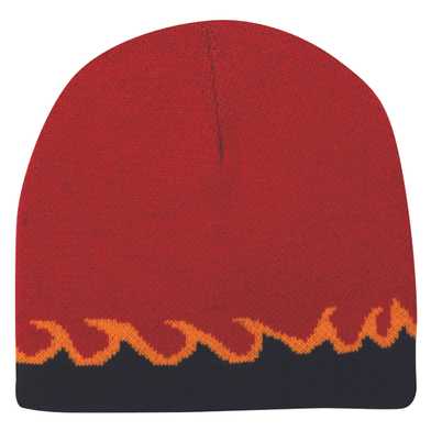 91-628 Flame Design Acrylic Knit 8" Reversible Beanie 91-628 Flame Design Acrylic Knit 8" Reversible Beanie