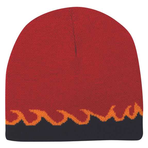 91-628 Flame Design Acrylic Knit 8" Reversible Beanie 91-628 Flame Design Acrylic Knit 8" Reversible Beanie