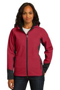 DISCONTINUED  Port Authority Ladies Vertical Hooded Soft Shell Jacket. L319