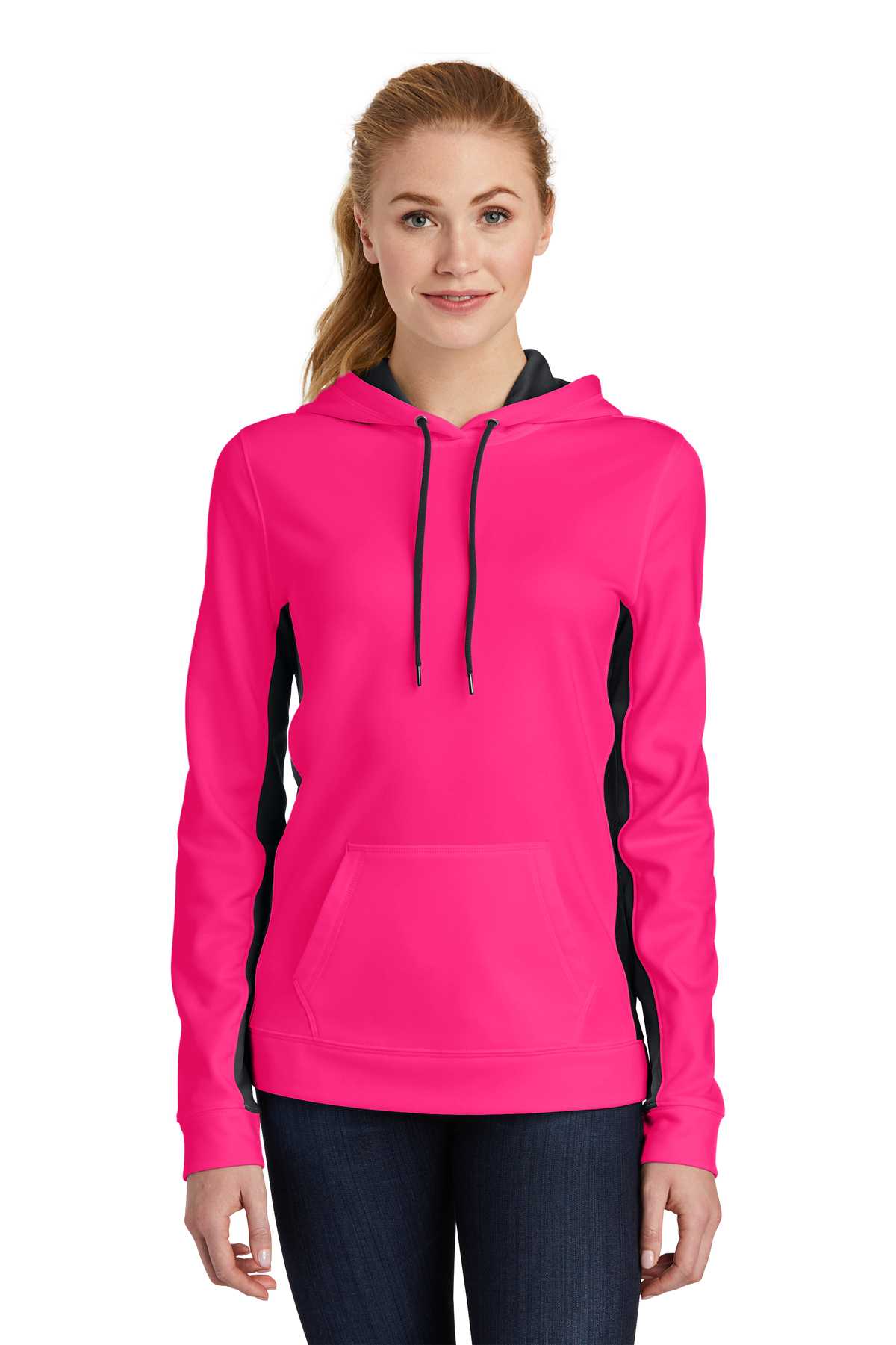 Sport-Tek ®  Ladies Sport-Wick ®  Fleece Colorblock Hooded Pullover. LST235