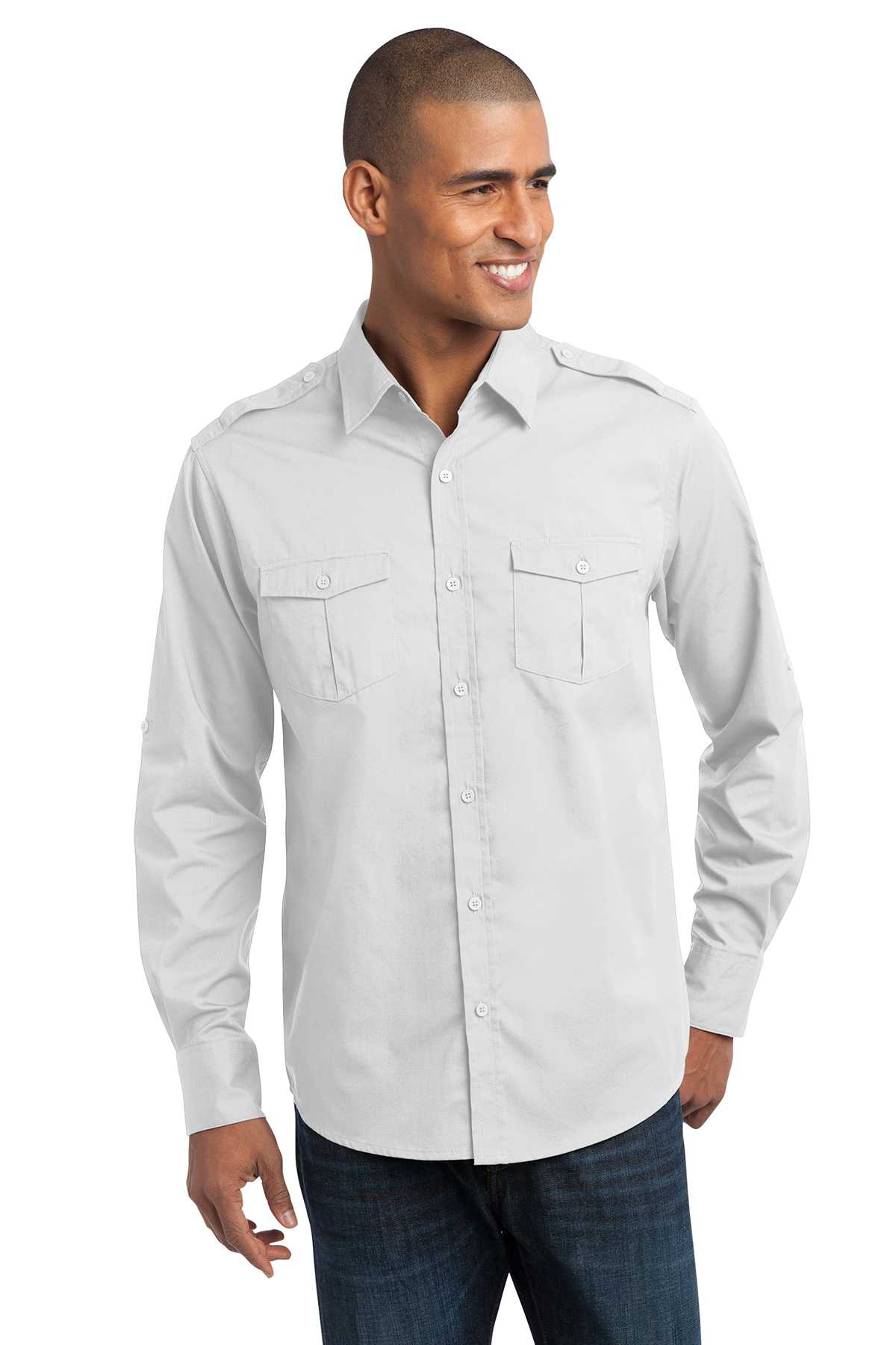 DISCONTINUED  Port Authority Stain-Release Roll Sleeve Twill Shirt. S649