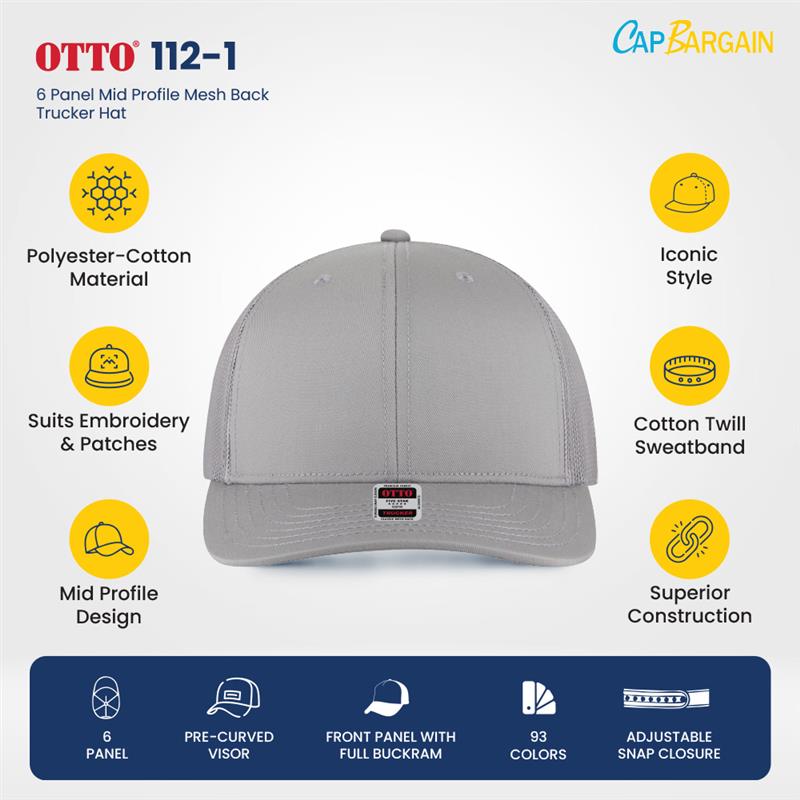 Shop OTTO CAP 112-1 6 Panel Mid Profile Mesh Back Trucker Hat
