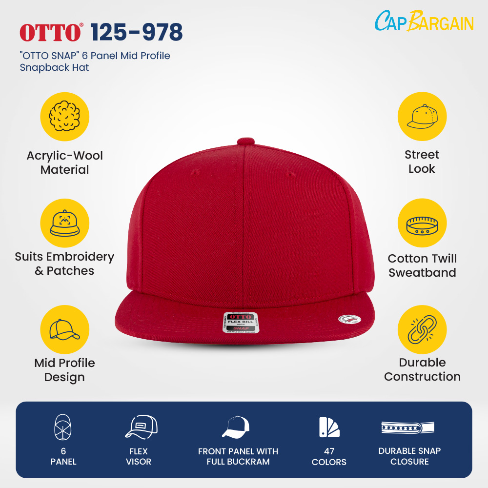 Shop OTTO CAP 125-978 OTTO SNAP 6 Panel Mid Profile Snapback Hat